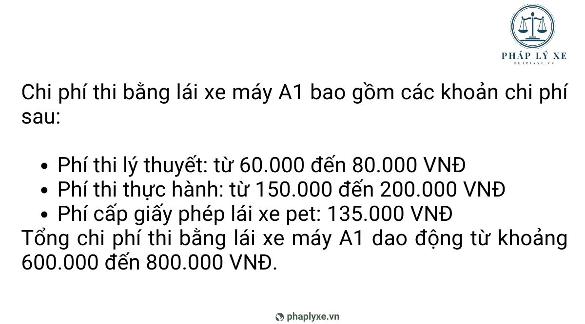 Chi phí thi bằng lái xe máy a1 ở TP. Hồ Chí Minh