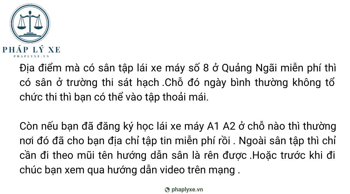 Địa điểm tập vòng số 8 ở Quảng Ngãi