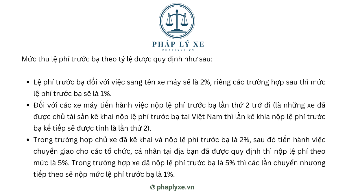 Các khoản phí, lệ phí phải nộp khi mua bán, sang tên xe máy khác tỉnh