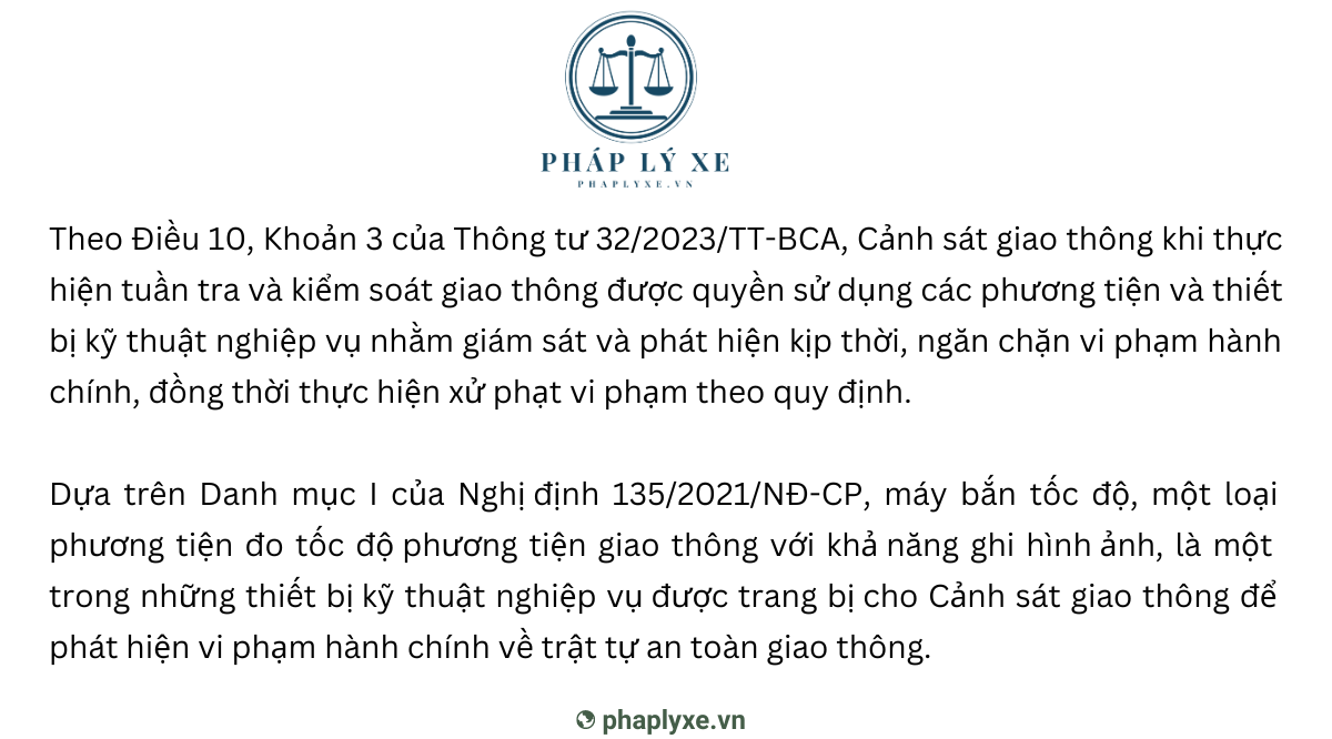 Cảnh sát giao thông được phép bắn tốc độ ở đâu?