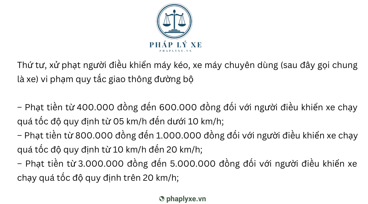 Điều khiển xe máy chạy quá tốc độ phạt bao nhiêu