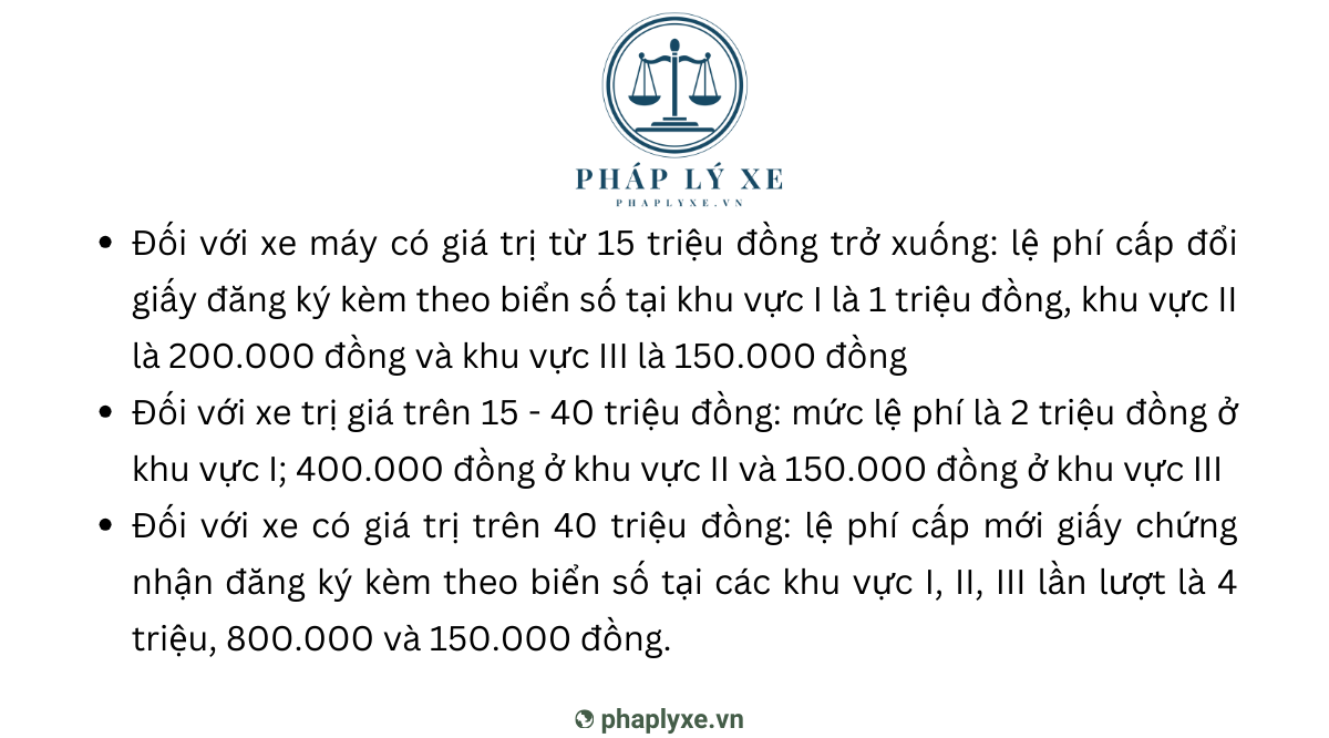 Lệ phí cấp đổi giấy đăng ký, biển số xe