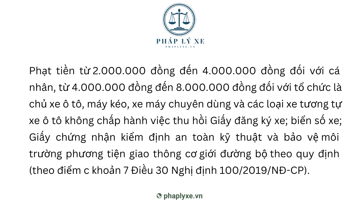 Mức xử phạt hành chính khi không làm thủ tục sang tên xe