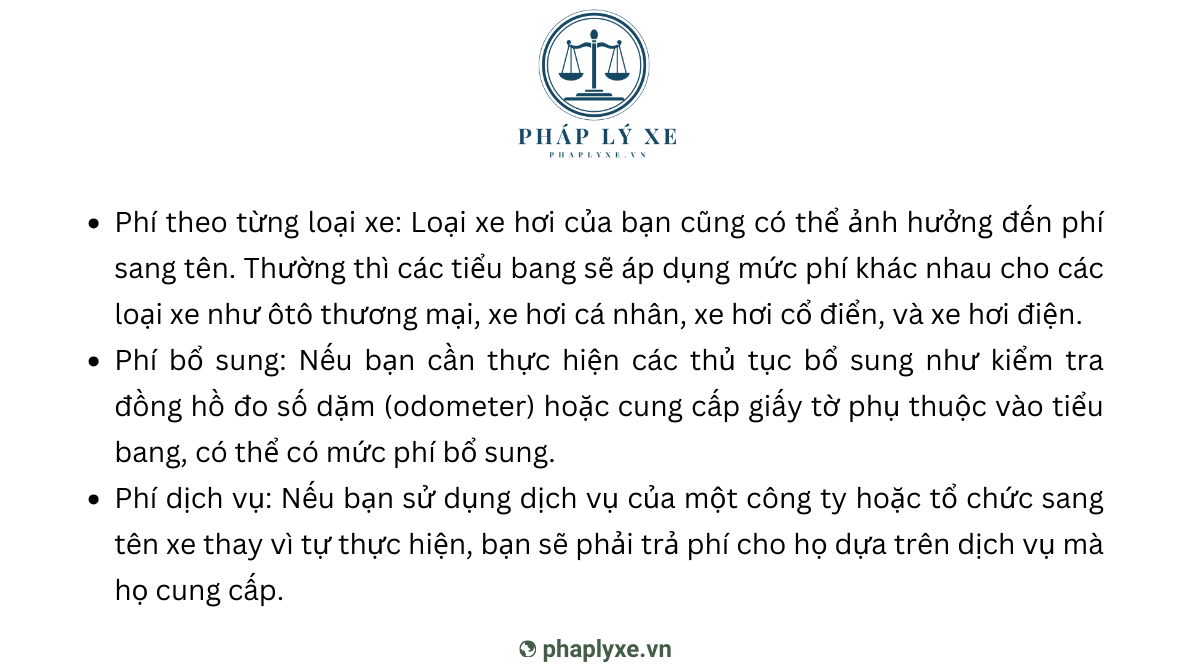 Phí sang tên xe ở Mỹ