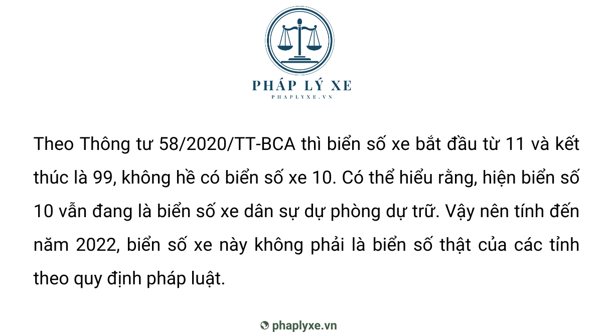 Biển số xe 10 không thuộc biển số xe của địa phương nào