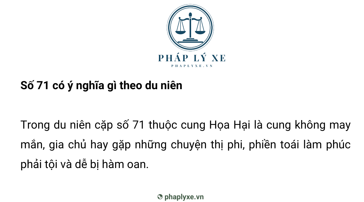 Số 71 có ý nghĩa gì theo du niên