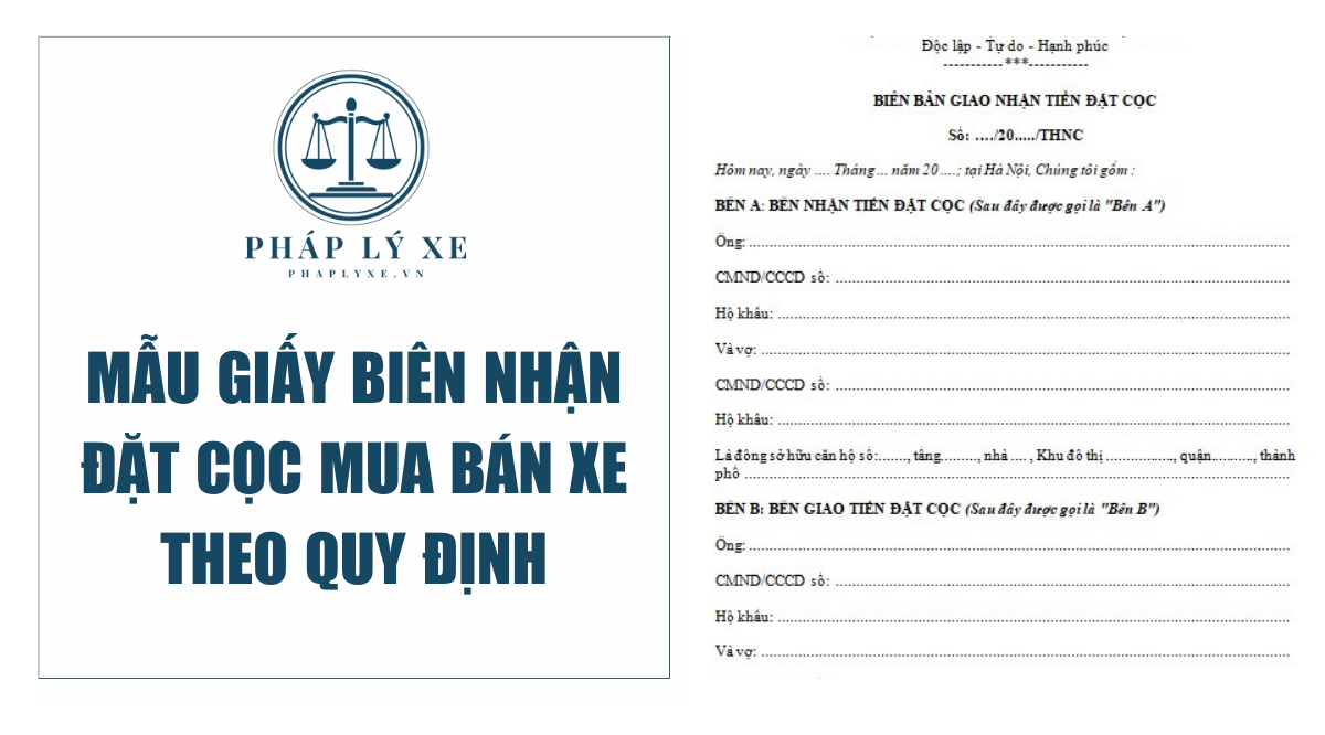 Mẫu giấy biên nhận đặt cọc mua bán xe theo quy định