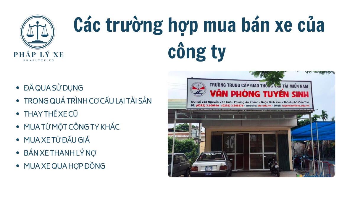 Các trường hợp mua bán xe của công ty 