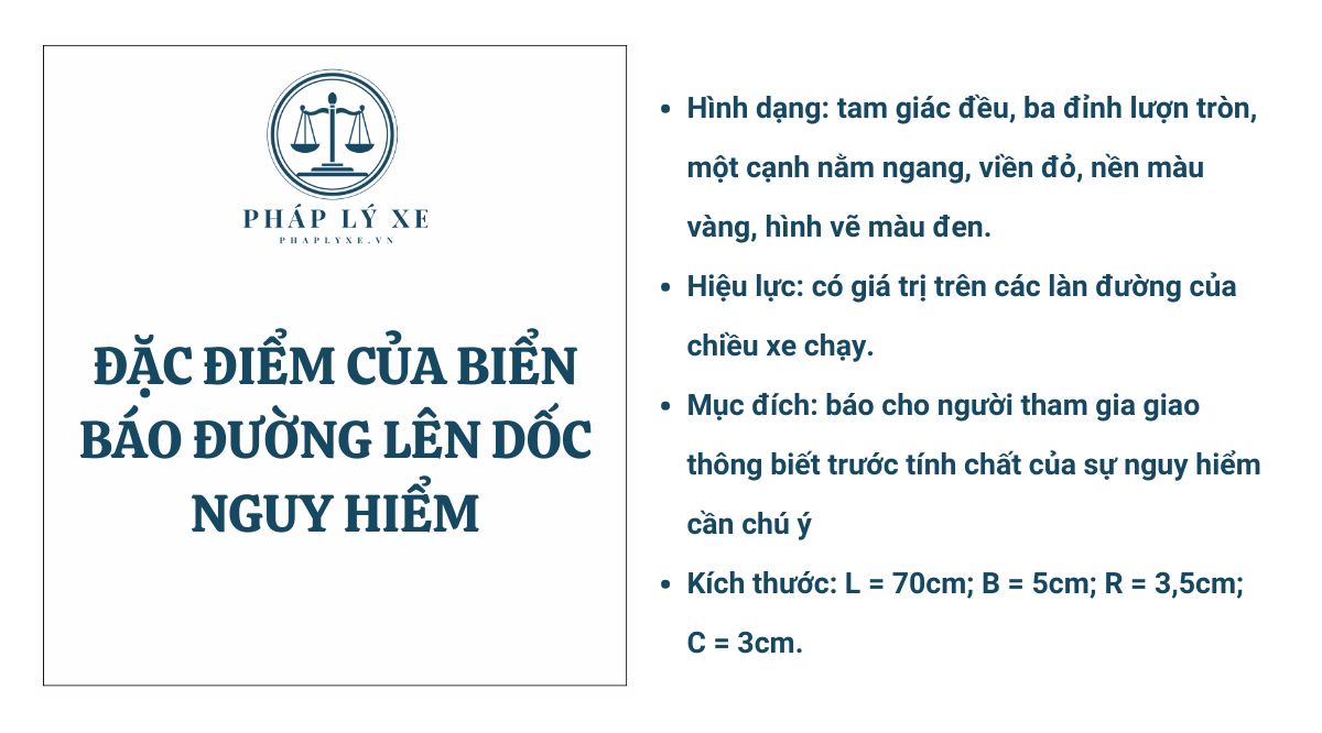 Đặc điểm của biển báo đường lên dốc nguy hiểm