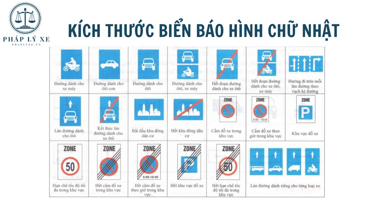 Kích thước biển báo hình chữ nhật