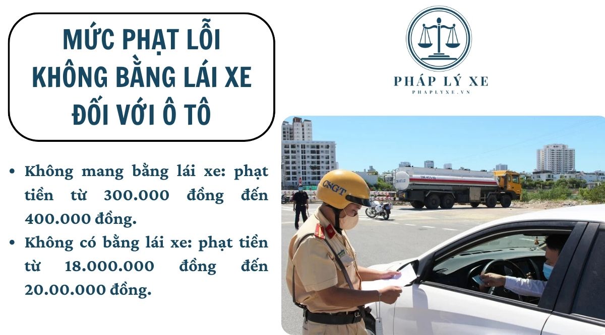 Mức phạt lỗi không bằng lái xe đối với ô tô