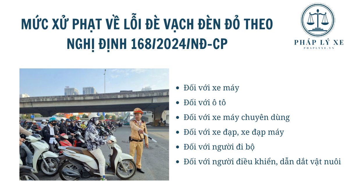 Mức xử phạt về lỗi đè vạch đèn đỏ theo Nghị định 168/2024/NĐ-CP