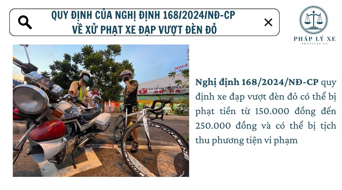 Quy định của Nghị định 168/2024/NĐ-CP về xử phạt xe đạp vượt đèn đỏ