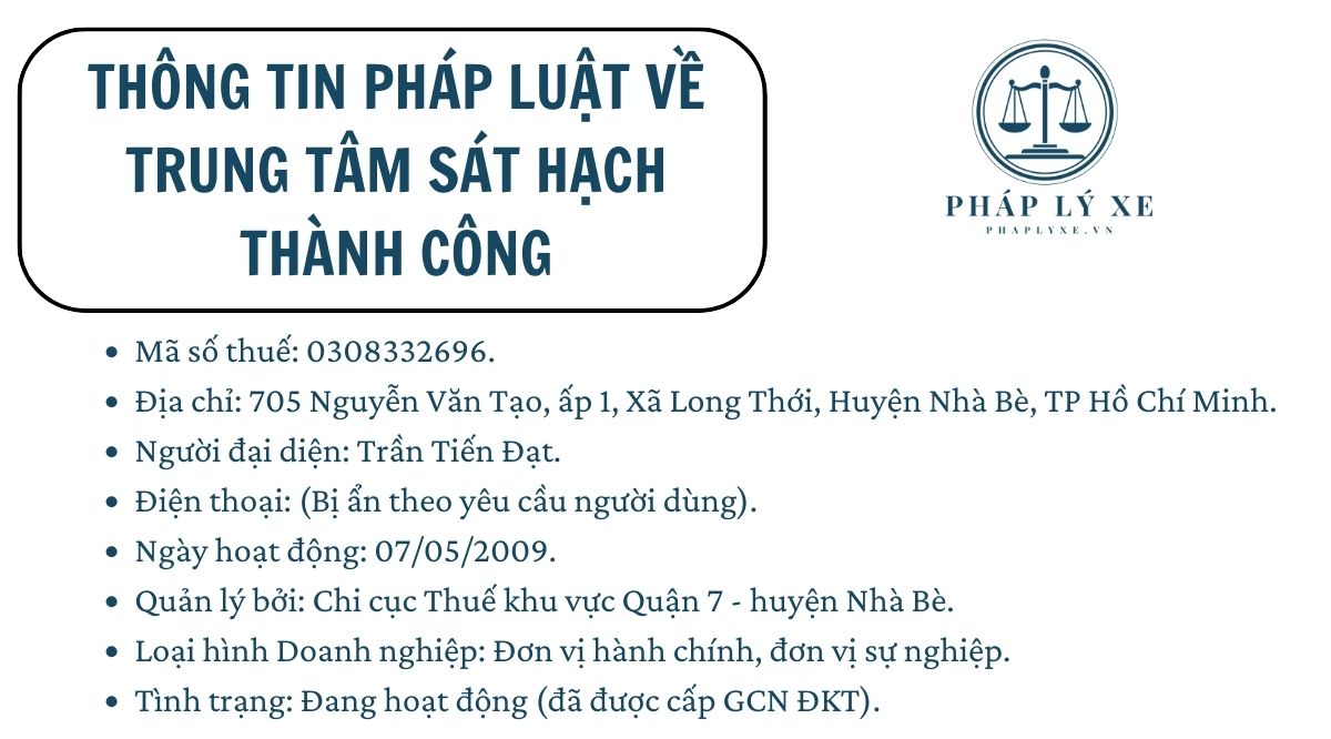 Thông tin pháp luật về Trung tâm sát hạch Thành Công