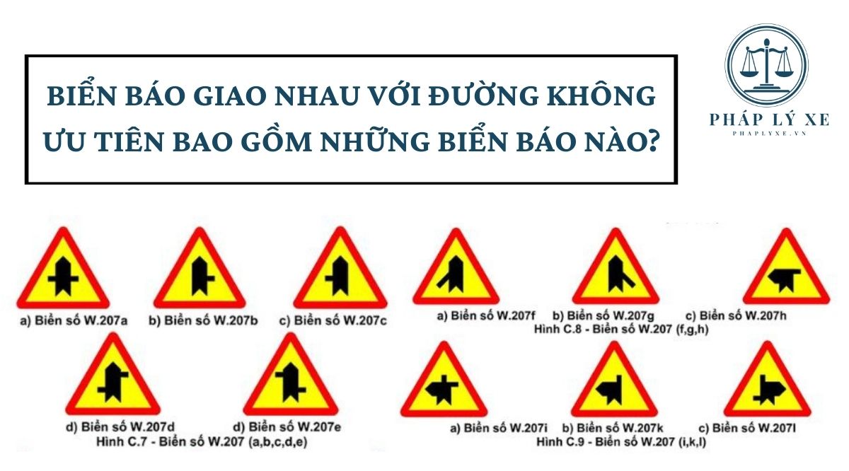 Biển báo giao nhau với đường không ưu tiên bao gồm những biển báo nào?