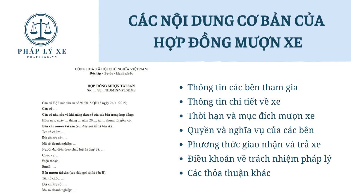 Các nội dung cơ bản của hợp đồng mượn xe