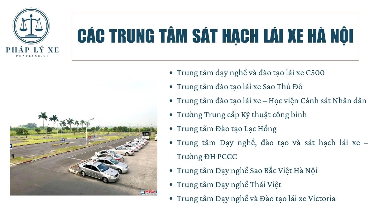 Các trung tâm sát hạch lái xe Hà Nội