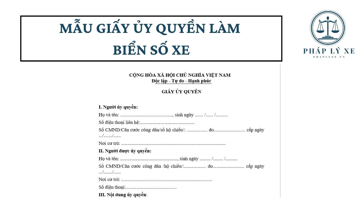 Mẫu giấy ủy quyền làm biển số xe