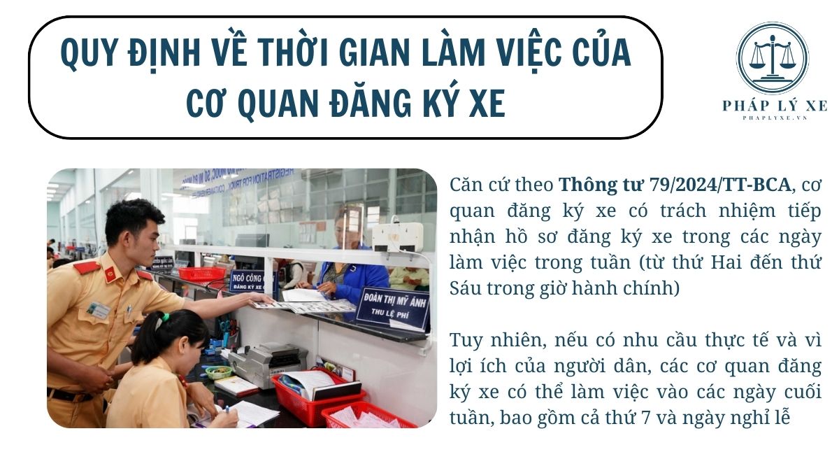 Quy định về thời gian làm việc của cơ quan đăng ký xe