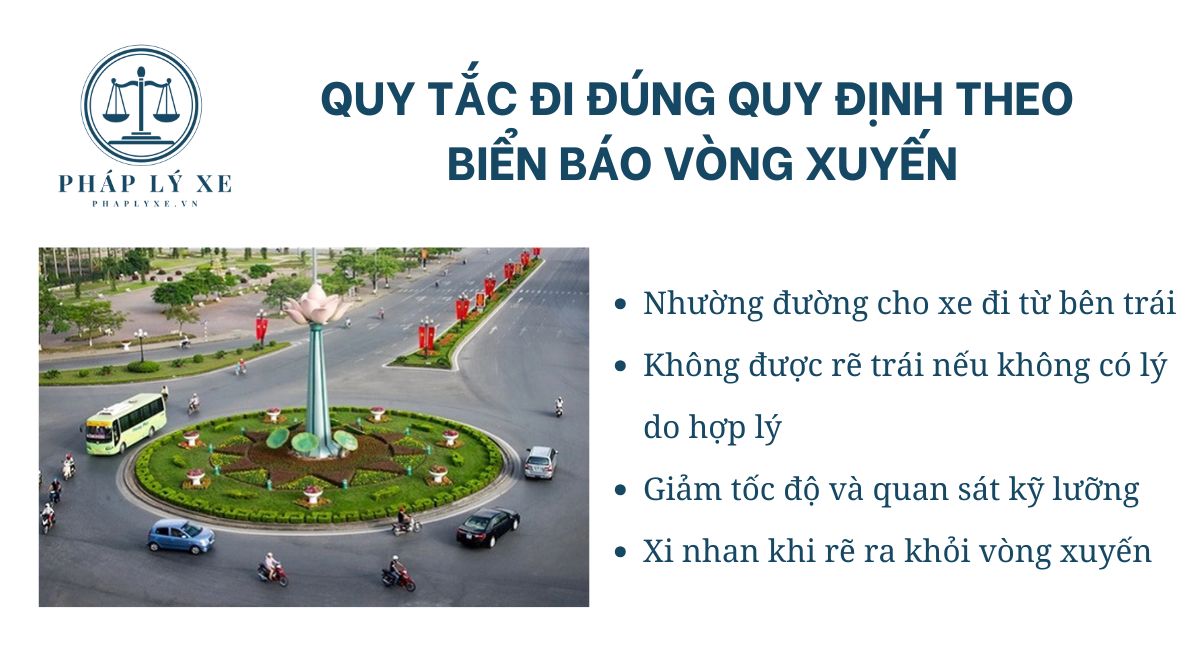 Quy tắc đi đúng quy định theo biển báo vòng xuyến