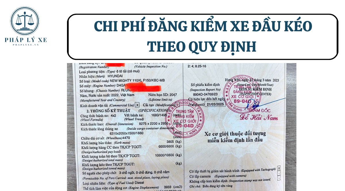 Chi phí đăng kiểm xe đầu kéo theo quy định