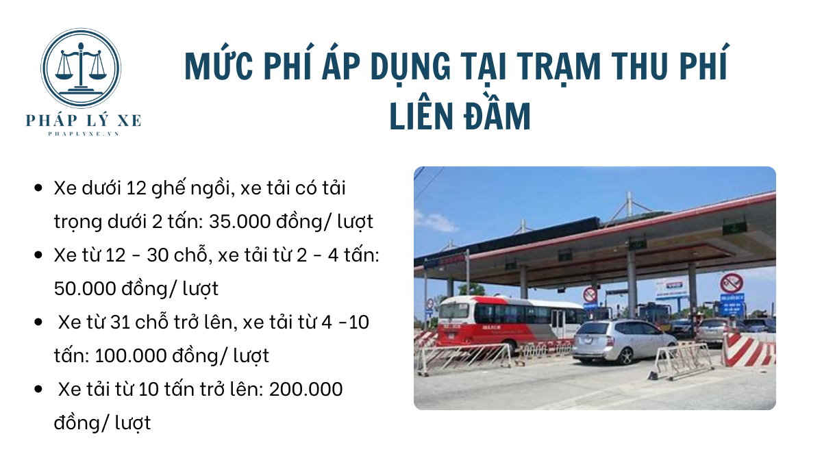 Mức phí áp dụng tại trạm thu phí Liên Đầm