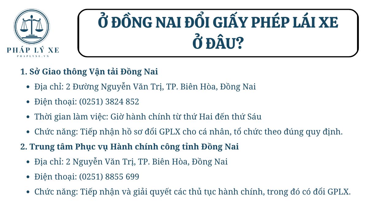 Ở Đồng Nai đổi giấy phép lái xe ở đâu?