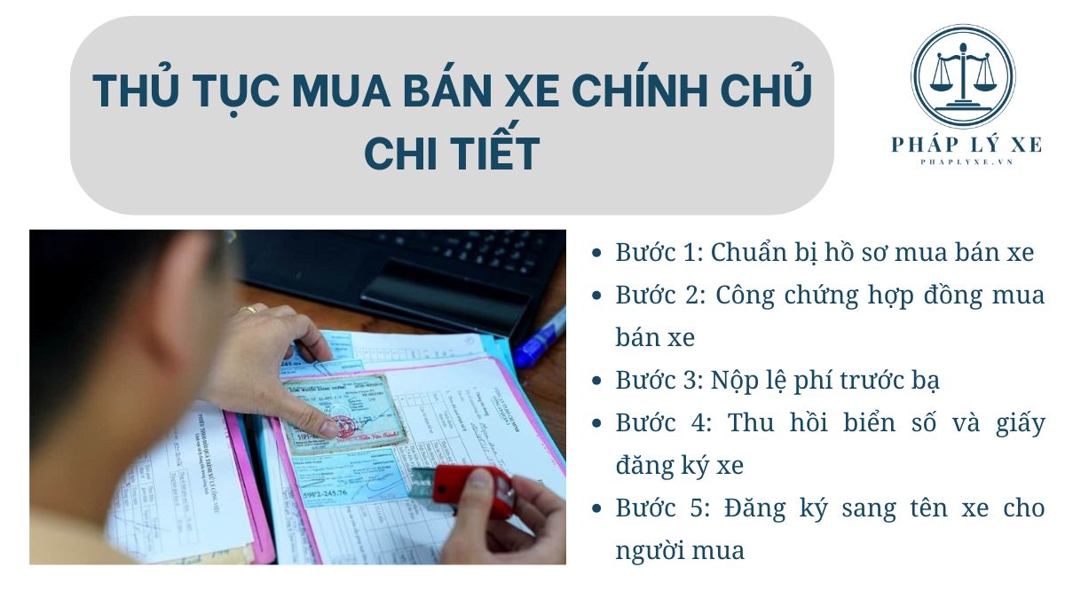 Thủ tục mua bán xe chính chủ chi tiết