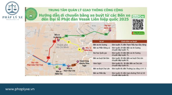 Hướng dẫn người dân hướng di chuyển từ các bến xe buýt đến tham dự Đại lễ Phật đản Vesak 2025