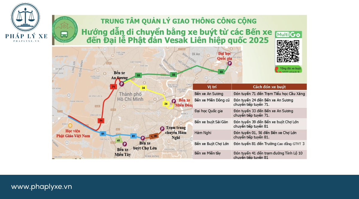 Hướng dẫn người dân hướng di chuyển từ các bến xe buýt đến tham dự Đại lễ Phật đản Vesak 2025