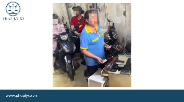 Người phụ nữ báo giá 100.000 đồng đối với một người vừa lấy xe ra - Ảnh cắt từ clip chia sẻ trên mạng xã hội