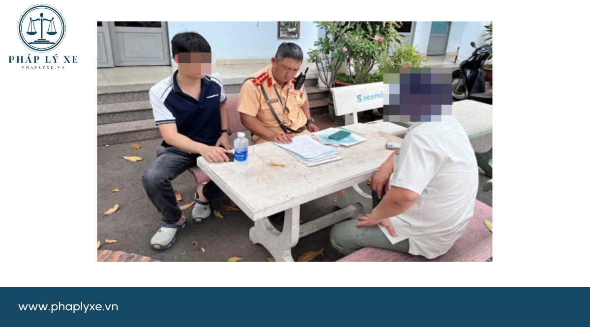 Tổ Cảnh sát giao thông địa bàn Thủ Đức làm việc với chủ ô tô và người lái xe